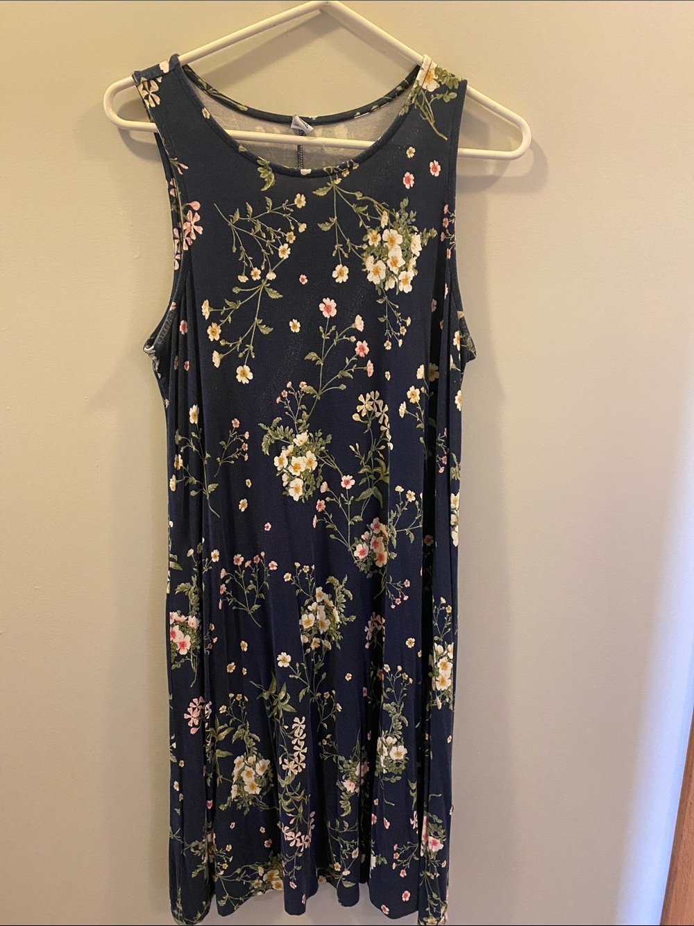 Old Navy Navy Floral Midi Swing Dress